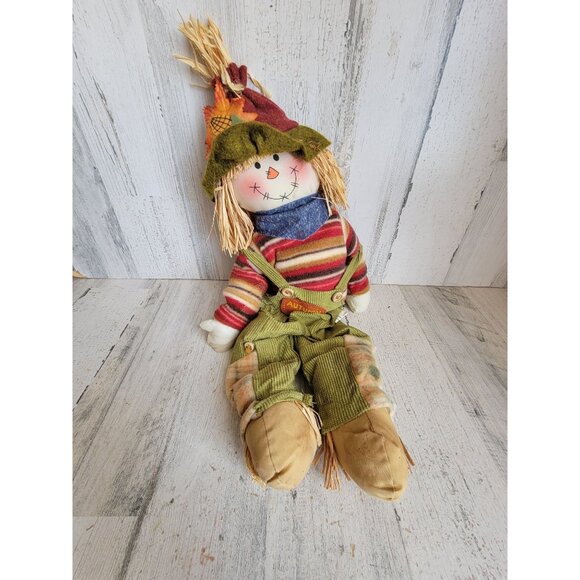 Sitting scarecrow Autumn farmer Halloween home decor figure - Picture 1 of 7